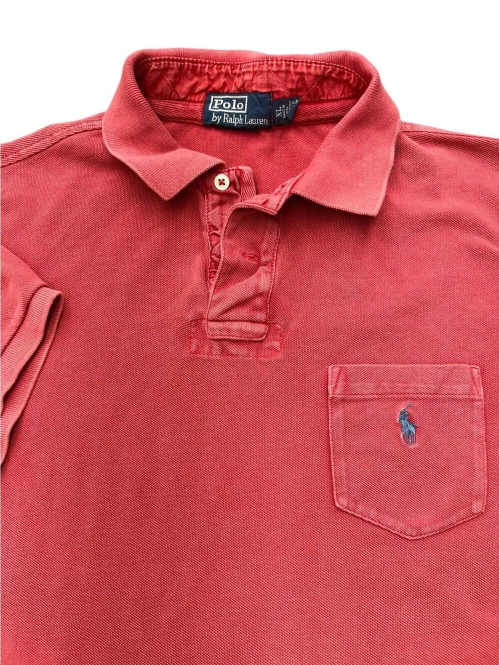 Vintage Polo Ralph Lauren Pocket Polo Shirt XL Salmon Pink Preppy Americana
